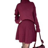 Women's Clothing 2025 Autumn/Winter New High-Necked Long-Sleeved Fashion Casual Rolled Short Dress