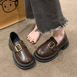 Zingj Sole Heighten Small Leather Shoes Women's Shoes Autumn 2023 New British Style Fashion Loafers Mixed With Mary Jane Single Shoes-Outfit