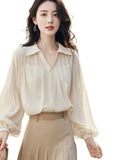 Chiffon Shirt Women 2025 New Spring Temperament T-Shirt Fashion Fashion Fashion High-End Feel French