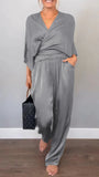 Women's Summer Fashion Solid Color Sleeve Short-Sleeved Blouse Trousers