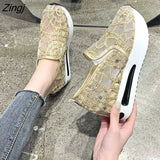 Summer Loafer Shoes Lace Mesh Small White Shoes Casual Set Foot High Heels Shoes Increase Platform Women's sneakers