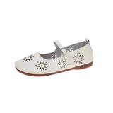 And South Korea Hollow Flat Bottom One-Word Buckle Shallow Single-Shoe Women Soft Bottom Carvings Breathable Lazy People Happy