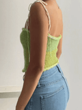 Lace Up Knitted Crop Cami Top- Outfit