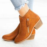 Short Cylinder Side Zipper Round Head Fashion Women's Velvet Face Thick And Thin Martin Boots