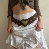 Ethnic Heart Suede Waist