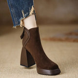 Autumn And Winter New Thick And Boots Waterproof Table Round Head High And Short Boots Coffee Color Martin Boots