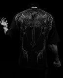 Summer Demon Cross Print Short-Sleeved T-Shirt Stranded Trousers Round Collar Men's Top
