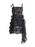 2025 New Fashion Sexy Flowers Splicing Design Tuxedo High-End Sling Bag Hip Dress