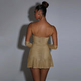 Shiny Sexy Forked Chest Strap Hip Skirt Spicy Girls Slim Party Bar