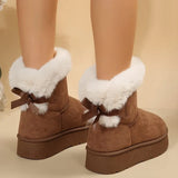 Thick Snow Boots A Foot Pedal 2025 Winter New Thick-Soled Furry Bows Warm Large Cotton