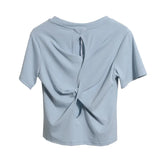 Design-Sense Short-Sleeved Back Hollow T-Shirt For Women's Summer New Body-Repair Short Small Shirt
