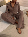 Zingj 2024 Ins New Pit Strip Sweater Cardigan Wide-Leg Pants Two-Piece