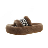 Sense Of Niche Fur Slippers Women Wear 2025 Autumn New Thick Background Warm Anti-Slip Home Word