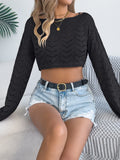 And Summer Solid Color Hollow Horn Sleeve Leisure Loose Knitted Shirt Holiday Umbilly Tops Women's