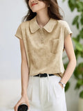 Year's Popular Purple Sleeve Short-Sleeved T-Shirt 2025 Summer New Shoulder-To-Shoulder POLO Shirt Look