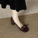 Small Fragrant Style Color High Heel Women 2025 Spring And Autumn New Thick Heel Anti-Slip Bow Retro Heel Single