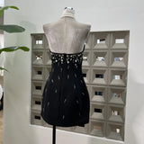 High-End Famous Yuan Qianjin Charming Exquisite Pure Hand Nail Beaded Tectored Dress Light Luxury Dress
