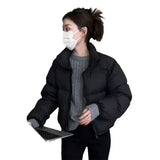 Ken Bean Wind Short Down Jacket Women's Winter 2023 New Small White Duck Velvet Maillard Standing Collar Coat-Outfit