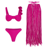 Solid-Color Bikini Three-Piece Split Swimsuit Women 2025 New Tuxedo