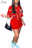 Summer Matching Skirt Sets Fashion Temperament New Exotic Print Y2K Short Sleeve Shirt Female High Waist Slim Skirt