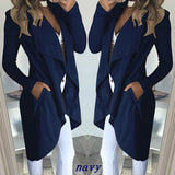 Big-Size Wish Ebay Fashion Pure Color Collar Repair Long Wind Coat