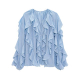 Spring 2025 New Long Fashion Loose Design Niche Laminated Shirt Top