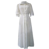 Spot Women's Wear 2025 Autumn And Winter New Fashion Temperament Pure Color In The Long Shirt Dress