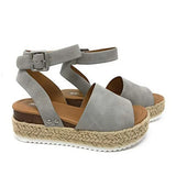 Women's Shoes Thick-Soled Women's Sandals Buckle With Slope Hemp Rope Light Soles High-Heeled Sandals