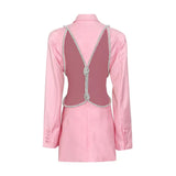 Zingj Korea East Gate Women's Wear 2024 Spring And Autumn New Splicing Sexy Back Personality Versatile A Button Suit
