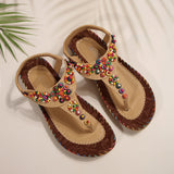 Women's Summer New Women's Shoes Summer Bohemian Flat-Soled Sandals Women's Beaded Beach