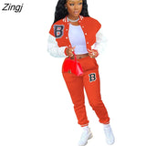 Winter Baseball Sport Women's Set Jacket and Pants Suit Active Sweatsuit Tracksuit Two Piece Set Fitness