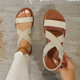 Spring And Summer New Flat Sandals Women Tight With Roman Beach Shoes Toe Large Women's