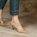 Beauty ~ Soft Leather French Head Head Sandals Women Fine Heel Pointed Back Empty Fairy Wind 2025 Spring And Summer High Heels