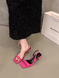 Design Sense Square Word With Exposed Toe Sandals Woman 2025 New Denine Fine Temperament Commuting High