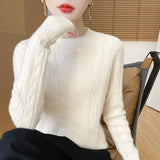 Girl Feeling Jasmine Sweater Knitted Retro Collar Top Autumn And Winter Thick Bottom Shirt