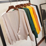 And South Korea's New Lantern Sleeve Knitted Shirt Women Wearing V-Neck Loose Sunscreen Air-Conditioning Shirt Shawl