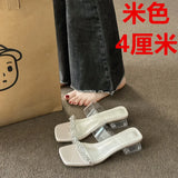 This Summer New Wearing Slippers Women's Water Drill Fairy Style Dress Thick And Transparent Crystal And Cool