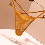 Sexy Embroidery Cross-Band Incognito Thin Lace Tone Transparent Low-Rise Hollow