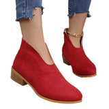 Coarse And Round-Headed Leopard-Print Short Boots Women Thin Vip Flat Solid Velvet Bare
