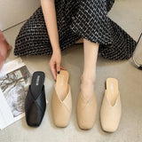 Red Cool Flat Bottom Slippers Lady Wears The Front 25 New Summer Half-Dragging Women's Shoes Fashion Muller Shoes Ins