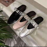 And Autumn 2025 New Square Head Slippers Metal Buckle Thick Bottom Slippers Women One Foot Pedal Korean Version With
