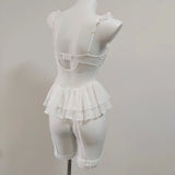 With Chest Pad Fish Bone Corset Sexy Net Yarn Pajamas With Steel Ring T-Shirt Pont Small Chest