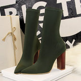 New Socks Boots Fashion Ankle Boots For Women Boots Balck Pointed Toe Elastic Heels Shoes Fetish Autumn Winter Female