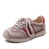 Time 99] Head-Level Cowfreft Leather-Scage Shoes Women's New Sports Leisure Agment Shoes Soft Sole Single