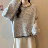 Velvet] Fashion Sweet Bow Soft-Cuffed Cardigan Women's Autumn And Winter New Loose Temperament