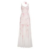 Chinese Chinese Light Green Shoulder Butterfly Print Fishtail Sling Skirt Sexy Hip Through Mesh