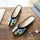 Zingj Spray Embroidered Cloth Shoes Retro Women's Cloth Slippers