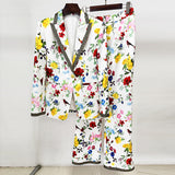 Spring And Summer New Star Fashion Print A Buckle Blazer Long Suit Two