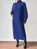 Women's Sweater Skirt Fashion Jacket High-Necked Long-Sleeved Knitted Skirt Solid-Colored Inside