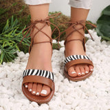 Zingj Sandals Women 2024 Summer Leopard Footring Strap Versatile Casual Roman Women's
